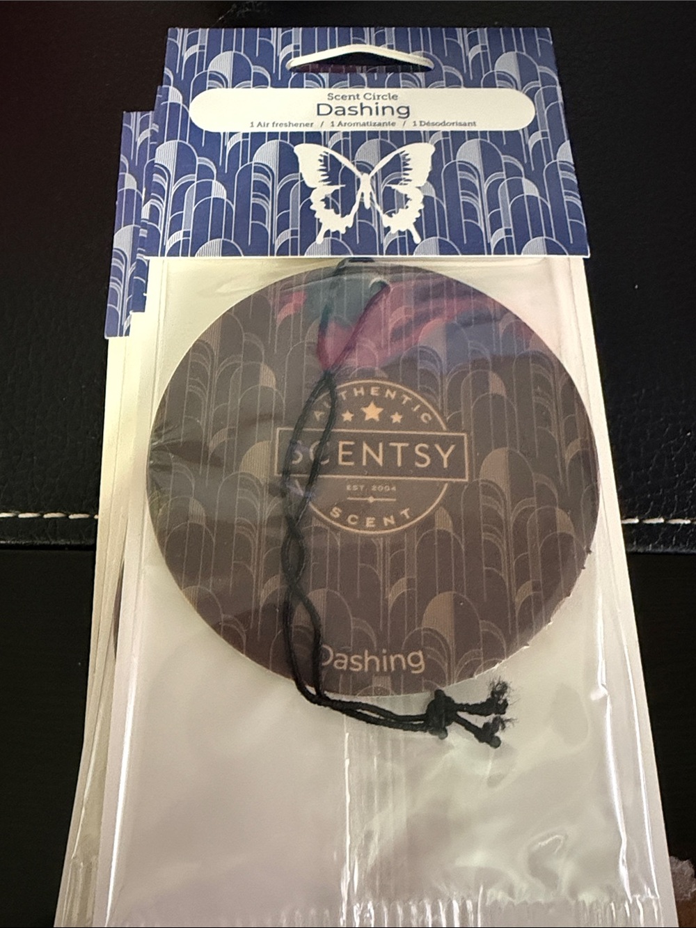 Scentsy Dashing Round Air Freshener - Brown and Black